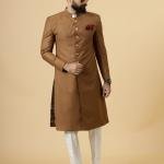 Classic Caramel Brown Achkan for Men | Elegant Ethnic Wear | Jaipurio